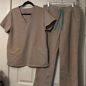 Figs Beige Technical Scrub Top